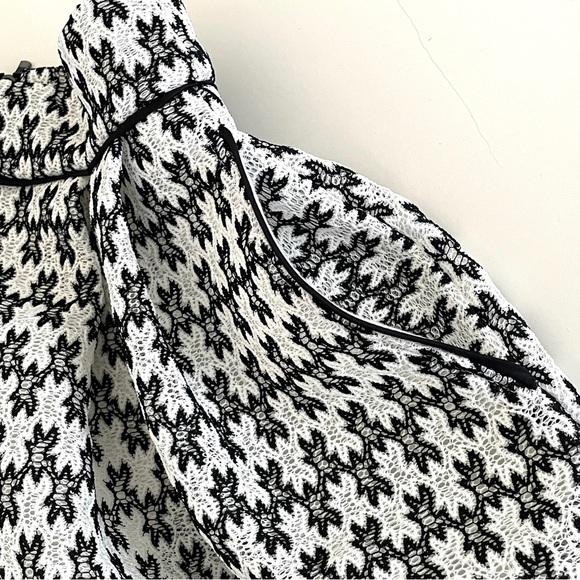 MAJE Josy Pleated Black and White Lace Midi Skirt - Picture 9 of 15